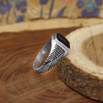 انگشتر عقیق مشکی نقره دست ساز مردانه طرح فرید + حرز امام جواد (ع) - Image 3