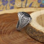 انگشتر عقیق مشکی نقره مردانه طرح طلوع - Image 3
