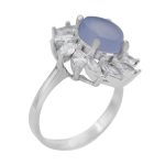 انگشتر عقیق کبود یمنی نقره زنانه طرح رویا