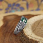 انگشتر عقیق سبز نقره مردانه طرح جاهد - Image 2