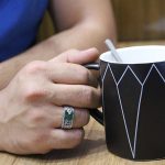 انگشتر عقیق سبز نقره مردانه طرح جاهد - Image 5