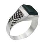 انگشتر عقیق سبز نقره دست ساز مردانه طرح فرید + حرز امام جواد (ع)