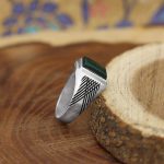 انگشتر عقیق سبز نقره دست ساز مردانه طرح فرید + حرز امام جواد (ع) - Image 2