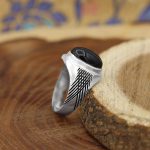 انگشتر عقیق مشکی نقره دست ساز مردانه طرح اصلان + حرز امام جواد (ع) - Image 3