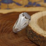 انگشتر عقیق شجر نقره مردانه دست ساز طرح ماه - Image 2