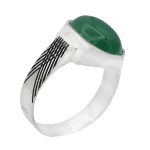 انگشتر عقیق سبز نقره دست ساز مردانه طرح ساعد + حرز امام جواد (ع)