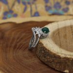 انگشتر عقیق سبز نقره زنانه طرح مهنا - Image 2
