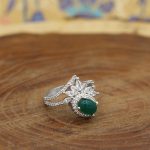 انگشتر عقیق سبز نقره زنانه طرح مهنا - Image 3