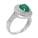 انگشتر عقیق سبز نقره زنانه طرح حورا