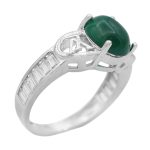 انگشتر عقیق سبز نقره زنانه طرح کامله