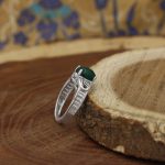 انگشتر عقیق سبز نقره زنانه طرح کامله - Image 2