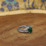 انگشتر عقیق سبز نقره زنانه طرح کامله - Image 3