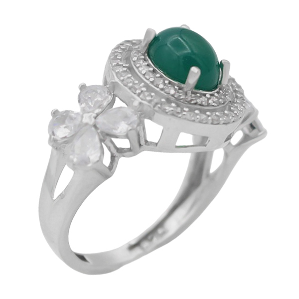 4-1-1695 shokofeh-green-agate-ring(1) انگشتر عقیق سبز زنانه نقره فاخر