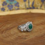انگشتر عقیق سبز نقره زنانه طرح شکوفه - Image 2