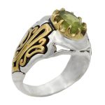 انگشتر زبرجد الماس تراش نقره مردانه طرح دریا