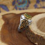 انگشتر زبرجد الماس تراش نقره مردانه طرح دریا - Image 2