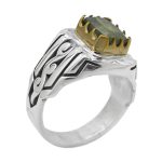 انگشتر زبرجد الماس تراش نقره مردانه دست ساز طرح آرشام