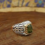 انگشتر زبرجد الماس تراش نقره مردانه دست ساز طرح آرشام - Image 3