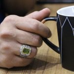 انگشتر زبرجد الماس تراش نقره مردانه دست ساز طرح آرشام - Image 4