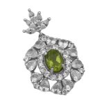 گردنبند زبرجد الماس تراش نقره زنانه طرح مهتاب