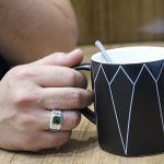 انگشتر زمرد الماس تراش نقره مردانه دست ساز طرح کامیاب - Image 5