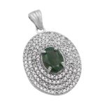 گردنبند زمرد زامبیا الماس تراش نقره زنانه طرح تمنا