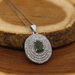 گردنبند زمرد زامبیا الماس تراش نقره زنانه طرح تمنا - Image 2