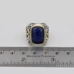 انگشتر یاقوت کبود الماس تراش نقره مردانه دست ساز طرح اردیبهشت - Image 4