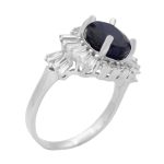 انگشتر یاقوت کبود الماس تراش نقره زنانه طرح منصوره