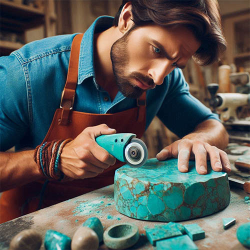 تراش سنگ فیروزه برای اینکه سنگ فیروزه مرده را زنده کنیم