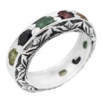 انگشتر چند سنگ الماس تراش نقره دست ساز مردانه طرح پرویز