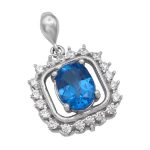 گردنبند توپاز الماس تراش زنانه نقره طرح ایران