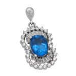 گردنبند توپاز الماس تراش زنانه نقره طرح آنشرلی