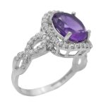 انگشتر آمیتیست الماس تراش نقره زنانه طرح ارغوان