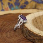 انگشتر آمیتیست الماس تراش نقره زنانه طرح ارغوان - Image 2