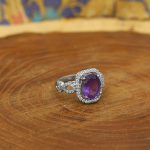 انگشتر آمیتیست الماس تراش نقره زنانه طرح ارغوان - Image 3