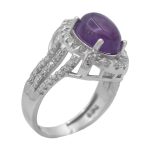 انگشتر آمیتیست الماس تراش نقره زنانه طرح مهسا