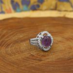 انگشتر آمیتیست الماس تراش نقره زنانه طرح مهسا - Image 2