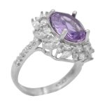 انگشتر آمیتیست الماس تراش نقره زنانه طرح فرشته