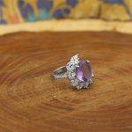 انگشتر آمیتیست الماس تراش نقره زنانه طرح فرشته - Image 2