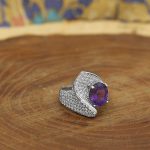 انگشتر آمیتیست الماس تراش نقره زنانه طرح روح انگیز - Image 2