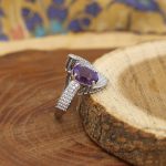 انگشتر آمیتیست الماس تراش نقره زنانه طرح روح انگیز - Image 3