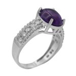 انگشتر آمیتیست الماس تراش نقره زنانه طرح ساره