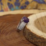 انگشتر آمیتیست الماس تراش نقره زنانه طرح ساره - Image 2