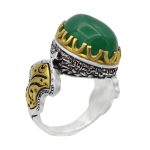 انگشتر عقیق سبز نقره مردانه طرح شهید