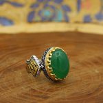 انگشتر عقیق سبز نقره مردانه طرح شهید - Image 3