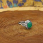 انگشتر عقیق سبز نقره زنانه طرح ساحل - Image 2