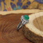 انگشتر عقیق سبز نقره زنانه طرح ساحل - Image 3