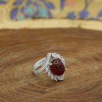 انگشتر عقیق سرخ نقره زنانه طرح آزیتا - Image 2