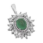 گردنبند عقیق سبز نقره زنانه طرح عذرا + حکاکی آیه من یتق الله